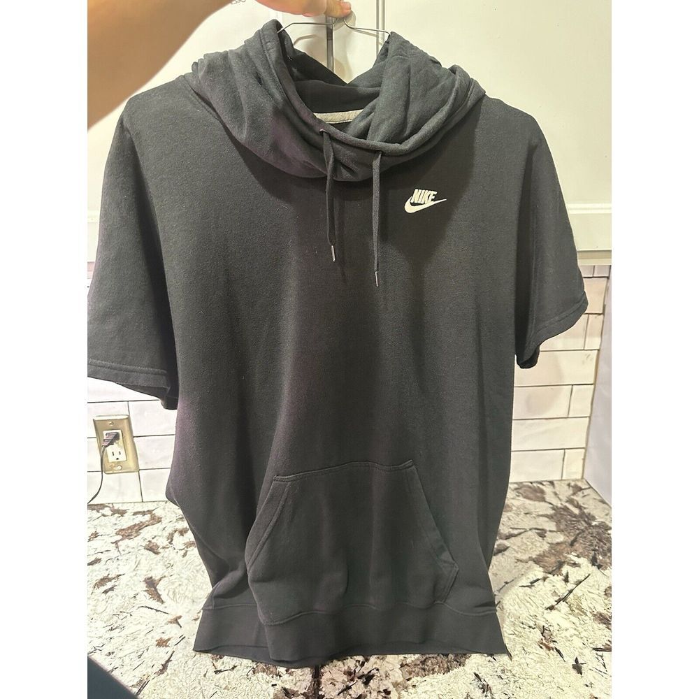 Vintage Nike Black Short Sleeve Hoodie Sweatshirt Size M Stitched On Nike logo